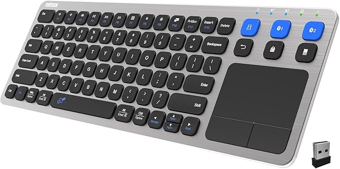 Arteck Universal 2.4G Wireless and Bluetooth Touch TV Keyboard Multi-Device with Easy Media Control and Build-in Touchpad Keyboard for Smart TV TV Box TV-Connected Computer Mac HTPC