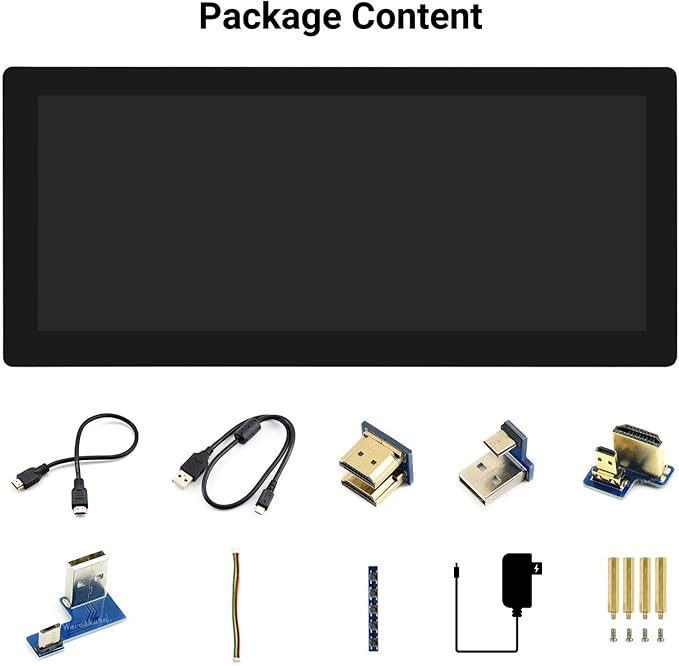Waveshare 12.3inch Capacitive Touch Screen LCD Compatible with Raspberry Pi 5/4B/3B+/3B/2B/B+/A+/Zero/Zero W/WH/Zero 2W Series Boards 600 Cd/M²1920×720 HDMI IPS Toughened Glass Panel