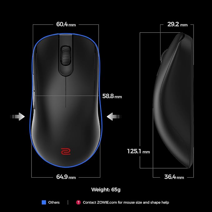 BenQ Zowie FK2-DW 4K Wireless Mouse for Esports Sports Science 4K Enhanced Receiver 60g Symmetrical Driverless 3950 Sensor 4K Polling Rate Wireless Mouse (FK | 3950 Sensor | Symmetrical)