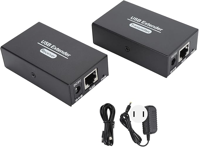 USB Extender Ethernet RJ45 LAN Extension Transmit 120m/394ft Over Single Ethernet Cat5e 6 7 Up to 480Mbps with 4 USB 2.0 Hub for for OS X for Android for Linux (US Plug)