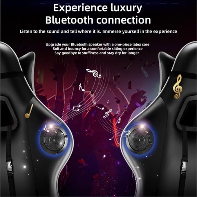 Pink Gaming Chair with Footrest Cute Kawaii Gaming Chair for Girl Bluetooth Speaker and Linkage Armrests Design Comfortable Reclining Game Chair for Gaming