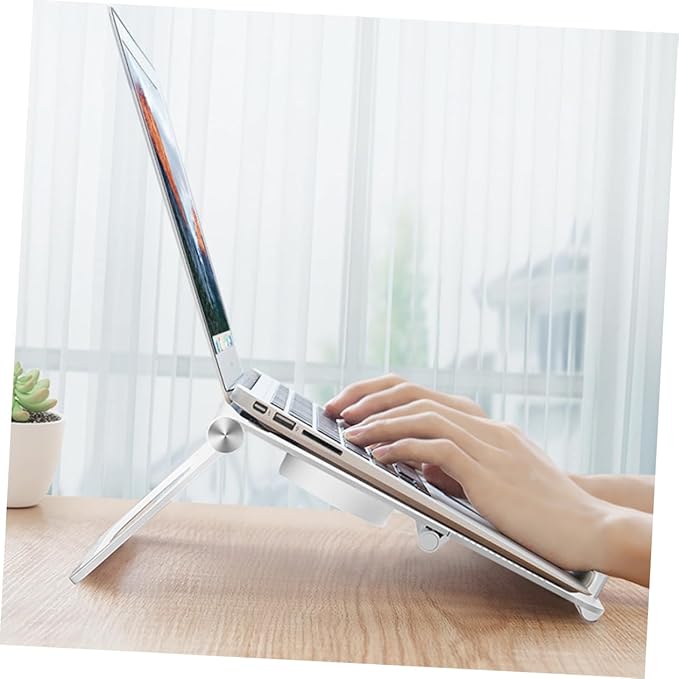 Laptop Cooling Rack with Dual Fans Lightweight Foldable Laptop Stand with Non Slip Silicone Support Portable Notebook Cooler for Travel and Business Use