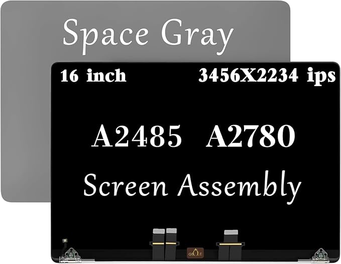 A2485 Screen Replacement for MacBook Pro 16 M1 2021 A2485 A2780 EMC 3651 661-21968 661-21969 LCD Screen Display Assembly (Space Gray)