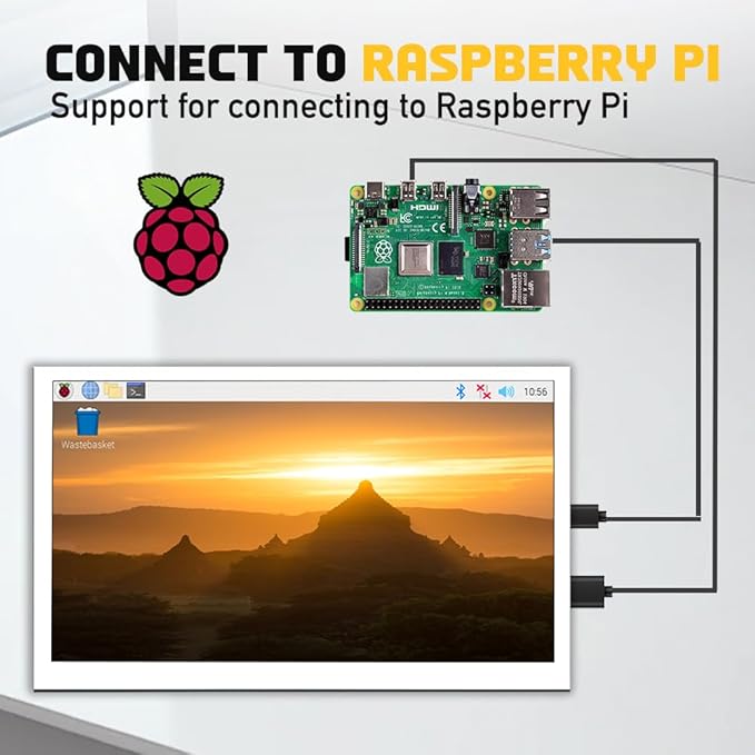 Small HDMI Computer Temp White Monitor 10.1 inch 1024x600 IPS Sensor Panel Mini Secondary Screen PC Temperature Display Built-in Speakers for Windows PC