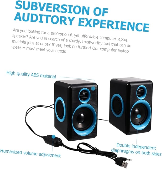 Mini Speaker USB 2.0 Laptop and Desktop Computer Speaker Compact Multimedia Home with Dc 5v Power for Office and Travel Use
