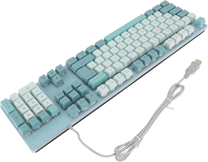 Sorandy Wired Mechanical Gaming Keyboard USB Lighted Full Size Large Keyboard with Backlit Rainbow Backlit for PC Laptop (Sky Bluish White)