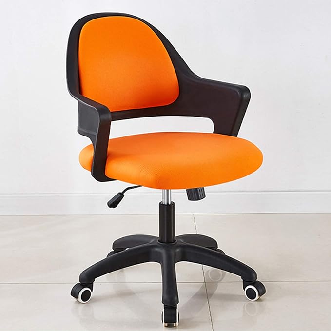 Mlaea TV Station Lounge Laboratory Chair Desk Task Dining Chair with Rolling Wheels Gaming Club Bar Chair 59 * 58 * 84CM(Color:Orange)