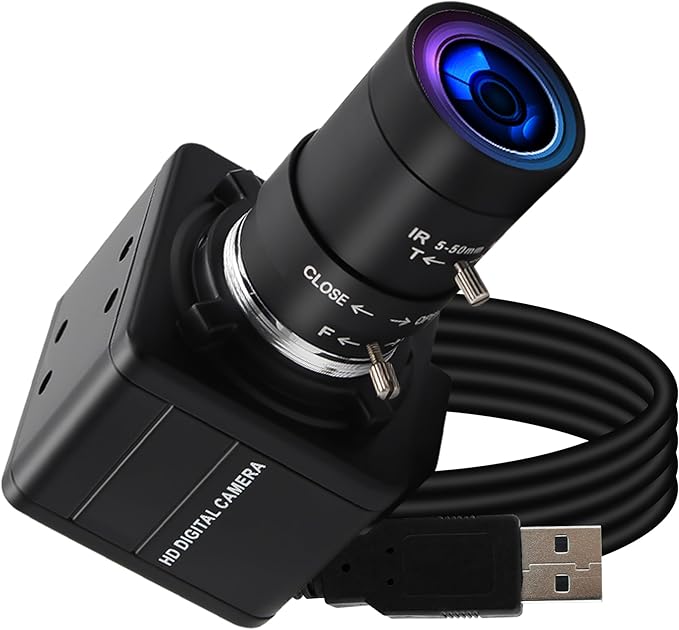 8MP USB Camera – 10X Optical Zoom [5-50mm Varifocal CS Lens] | 3264×2448 Resolution | Plug &amp Play for Raspberry Pi/Windows/Linux