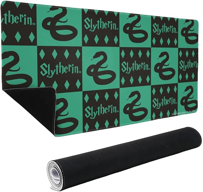 Harry Potter Slytherin Pattern Large Gaming Mouse Pad Desk Mat with Stitched Edges Non-Slip Base for Gamer Home and Office 31.5 x 15.7
