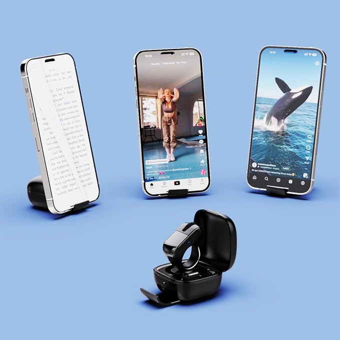 ByteWave Bluetooth Ring Mouse with USB Receiver touchpad Control &amp Rechargeable case. Works with PC Laptop Tablet &amp Mobile. Compact Wearable Design for Scrolling clicking &amp Navigating