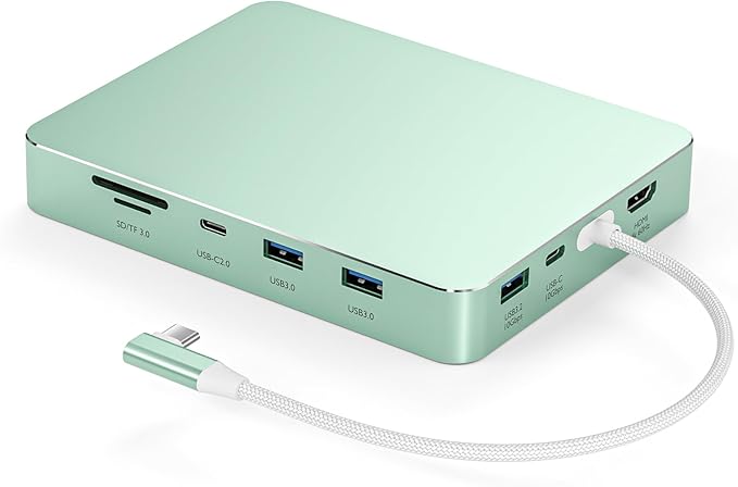 USB C Hub for iMac 24 inch 2021/2023/2024 8 in 1 iMac USB Hub with M.2 SSD Expansion (SSD Not Included)with USB A/C 3.2 10Gbps SD/TF HDMI iMacM1 M3 M4 Dock Accessories (Green)