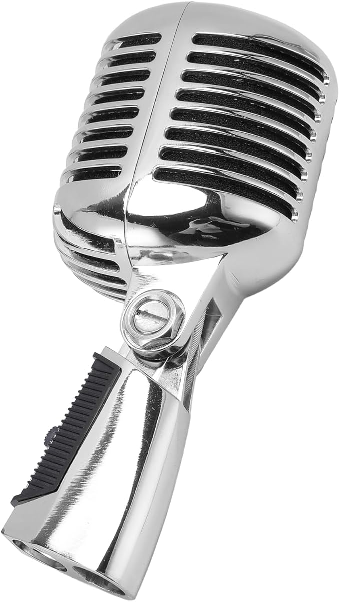Dynamic Microphone with Rugged Design &amp Shock Mount - Cardioid Pattern Zinc Alloy Studio &amp Live Performances (Silver)