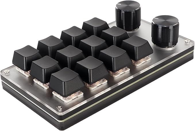 VBESTLIFE Mini Mechanical Gaming Keyboard Mechanical Gaming Macro Keypad Hotswap Red Switch Customized Knobs USB Mini Keypad OSU Keypad for PC Gaming Office Work (12 Keys with 2 Knobs)