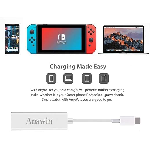 Mag-Safe to USB C Adapter USB C to Mag-Safe 1 &amp 2 Charging Connector Adapter Compatible for iPhone 15 M1/M2 MacBook MacBook Air MacBook Pro 13'' iPad with USB Type-C