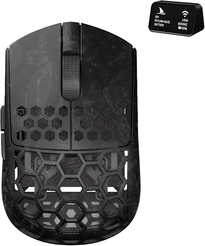 Darmoshark M5Air Mini Fingertip Grasp Gaming Mouse Carbon FiberTri-Mode 8K/Bluetooth Mouse Up to 30000DPIPAW3950 Optical Sensor Lightweight 31g5 programmable ButtonComputer Mouse for LaptopPCMac