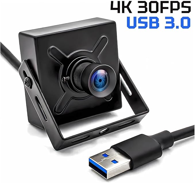 4K 30FPS USB3 PC Video Camera Mini Metal Box Webcam Box Low Latency 39 Degree 8mm No Distortion Live Streaming Camera UVC