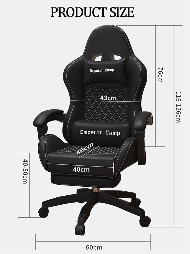 Video Game Chairs for Adults Office Chair Computer with Lumbar Support Big and Tall Ergonomic Gaming Chair with Foot Rest High Back with 360°-Swivel Seat and Headrest Nylonfeetwithoutfootrest Gray