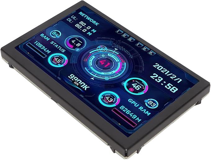 5 Inch USB Mini Screen  Computer Temperature Monitor Display PC CPU GPU Data Monitor 360 Degree Rotation Computer Case Secondary Screen