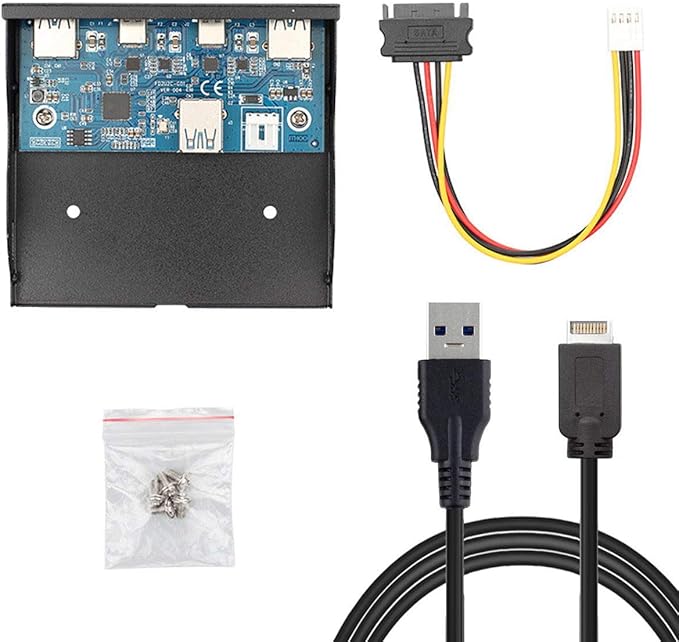 Cablecc USB 3.1 Front Panel Header to USB-C &amp USB 3.0 HUB 4 Ports Front Panel Motherboard Cable for 3.5 Floppy Bay