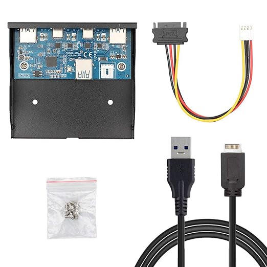Chenyang 4 Ports 2 USB C ＆ 2 USB 3.0 to USB 3.1 Type E Front Panel Header USB HUB Port Multiplier Expansion Adapter for 3.5 Floppy Bay