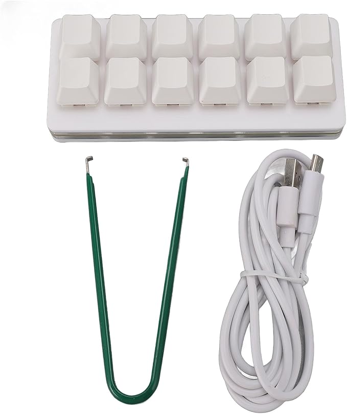 Zunate 12 Key Mechanical Gaming Keyboard One Handed Macro Customized OSU Keyboard USB C Wired Programmable RGB Backlit Keyboard for PC (White)
