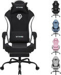 SITMOD Breathable Fabric Gaming Chair 350lbs Heavy Duty Computer Office Chair with Pocket Spring Cushion Wide Seat Ergonomic Gamer Chair with Footrest for Big and Tall Reclining High White