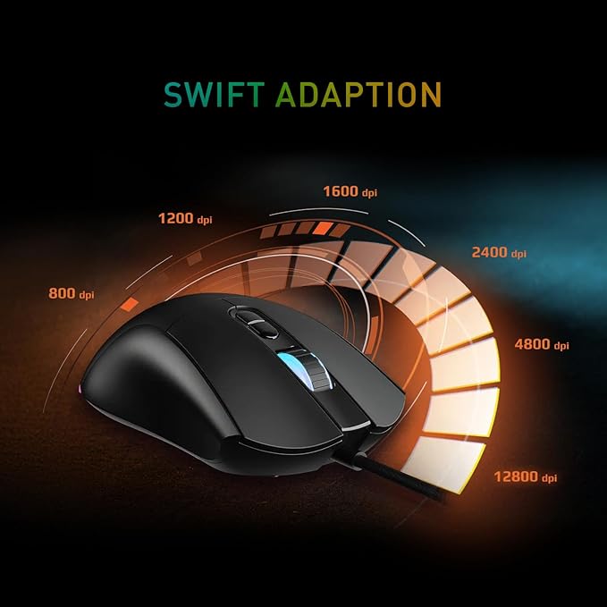 msi Forge GM320 Gaming Mouse 12800 DPI 20M+ Clicks Micro Switch Optical Sensor Ergonomic Ambitextrous Hand Design RGB Light