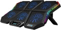 RGB Laptop Cooler 12-17 Inch LED Screen Laptop Cooling Pad Notebook Cooler Stand with Six Fans and 2 U Ports(RGB-Blue)