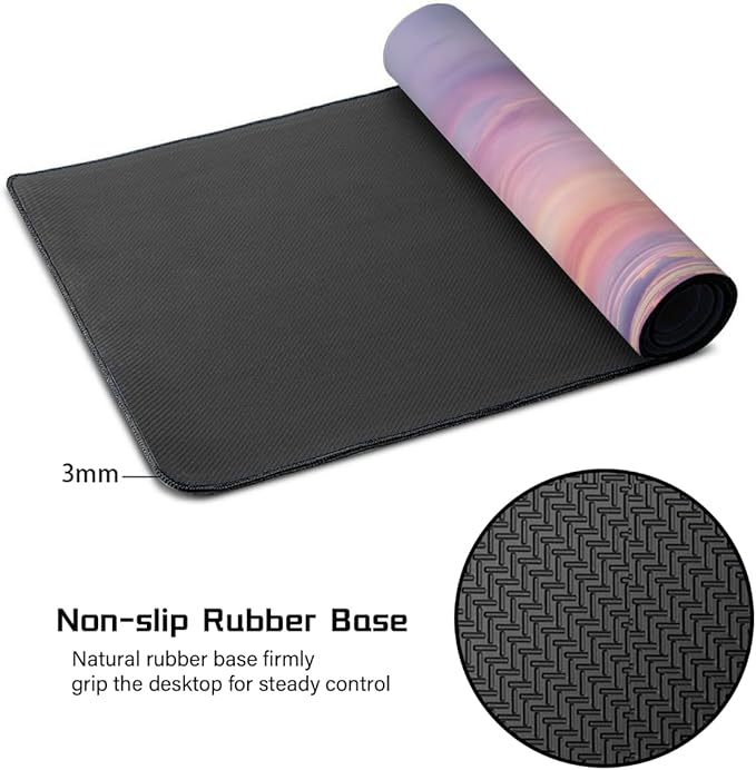 Pink Blue Cloud Large Mouse Pad Gaming Mousepad Desk Mat for Desktop Computer Keyboard Waterproof Mouse Mat Desk Pad with Non-Slip Base for Game School Office Home 35.4 x 15.7