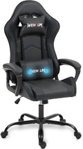 Ergonomic Massage Gaming Chair — High-Back Reclining Office Chair with Lumbar Support for Adults Height Adjustable PU Leather Black