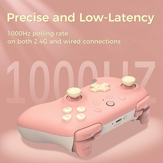 AKNES 8Bitdo Ultimate 2C Wireless 2.4G Controller for Windows PC and Android Gamepad with Hall Effect Joysticks and Hall Triggers 1000Hz Polling Rate Remappable L4/R4 Bumpers - Peach