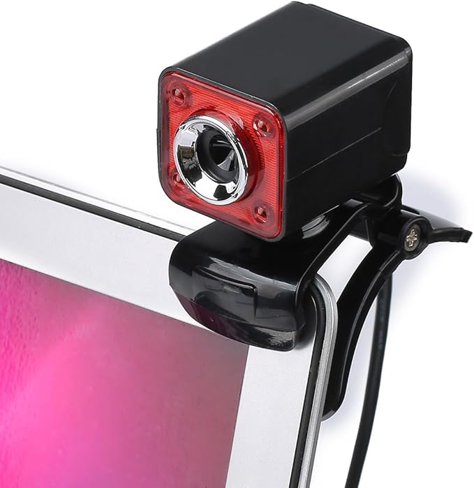 GIZNXBA Webcam with Microphone and Light 480P Streaming Webcam Auto Focus HD Light Correction Noise-Canceling Microphone for Creators Podcasters Meetings(Red)