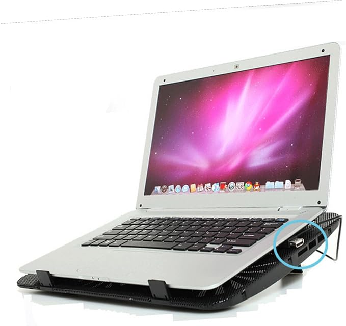 Mikinona Laptop Cooling Pad with USB Powered Fan Ergonomic Notebook Cooler Mat for Laptops Heat Dissipation Energy Saving Portable Cooling Stand