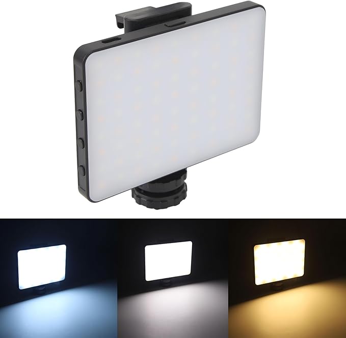 Webcam with 3 Color Temperature Fill for Laptop and Phone LED Video with Stepless Dimming 3000K to 9900K Rechargeable Selfie with Type C Charging