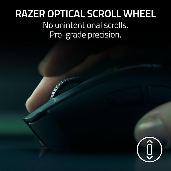 Razer DeathAdder V4 Pro Wireless Gaming Mouse – Lightweight 56g HyperSpeed Wireless Gen-2 Gen-4 Optical Switches Optical Scroll Wheel Focus Pro 45K Sensor Up to 150Hr Battery Black (Renewed)