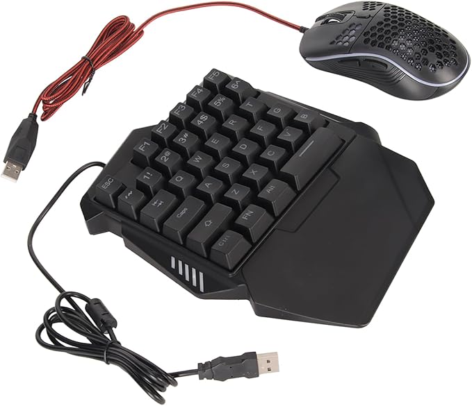 One Handed Half Gaming Keyboard and Mouse Combo with Keyboard Mouse Converter Support One Key Auto or Function for FPS FTG Games