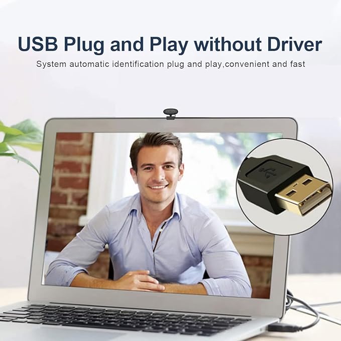 1080P HD Computer Camera Video Conference Camera Webcam 2 Pixel Auto Focus 360° Rotation USB Plug &amp Play with Microphone for Video Meeting Online Teaching Training Live Webcasting