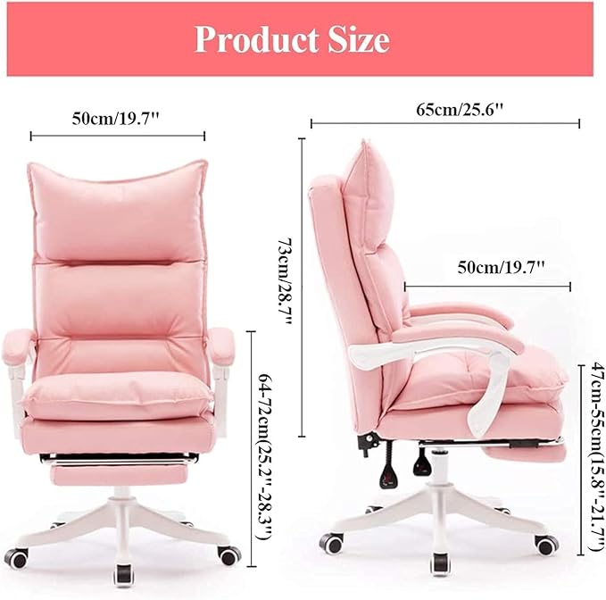 Katzowen Office Computer Chair Computer Desk Chair Computer Chair Office Chair with Backrest Ergonomic Waist Support Footrest Game Chair Gift Desk Chair Pink (Color : Pink)