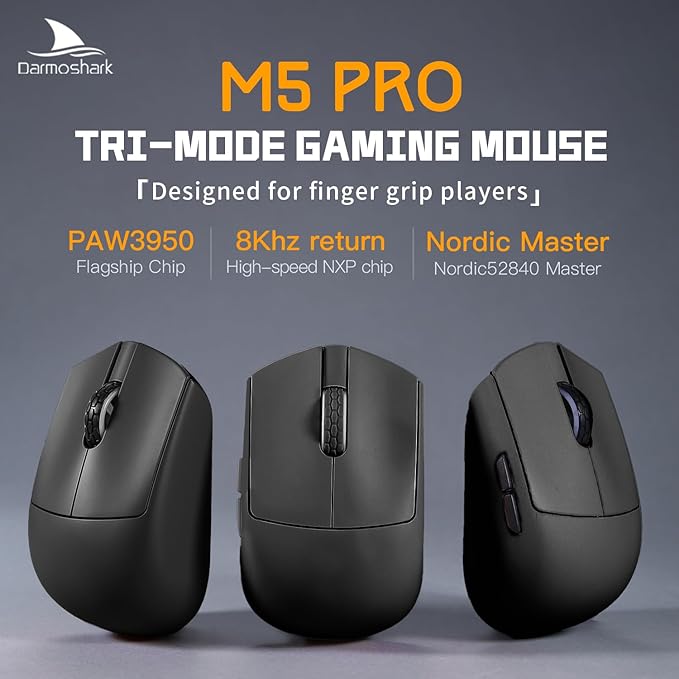 Darmoshark M5PRO Mini Wireless Gaming MouseTri-Mode 8K/Bluetooth Mouse Up to 30000DPIPAW3950 Optical Sensor Lightweight 38g5 programmable ButtonComputer Mouse for LaptopPCMac-Black