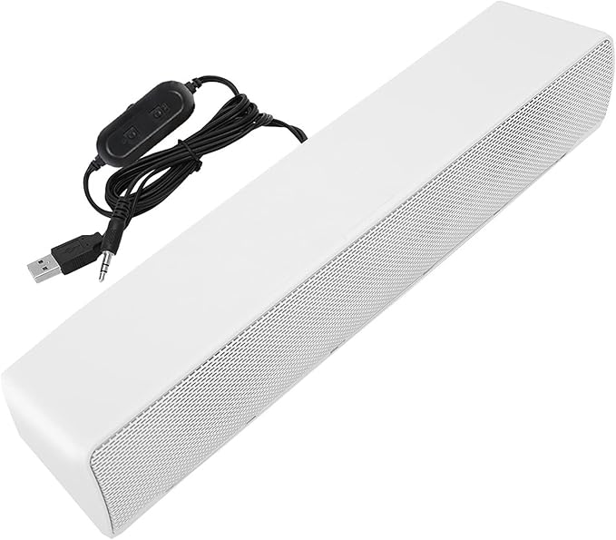 GOTOTOP Computer SpeakersSADA USB Powered Stereo Speaker with DSP Bass Technology 3.5mm Audio Jack for PC 2.0 ChannelLaptop Smartphone Tablet MP3 MP4 (White)