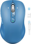 Wireless Bluetooth Mouse RechargeableUSB+BT×2Multi Device Quiet Ergo Computer MousesMetal 4-Way Super Scrolling± 3200 DPI10 ButtonPlug&ampPlayCordless Mice for LaptopTabletMaciPadPCPhone-