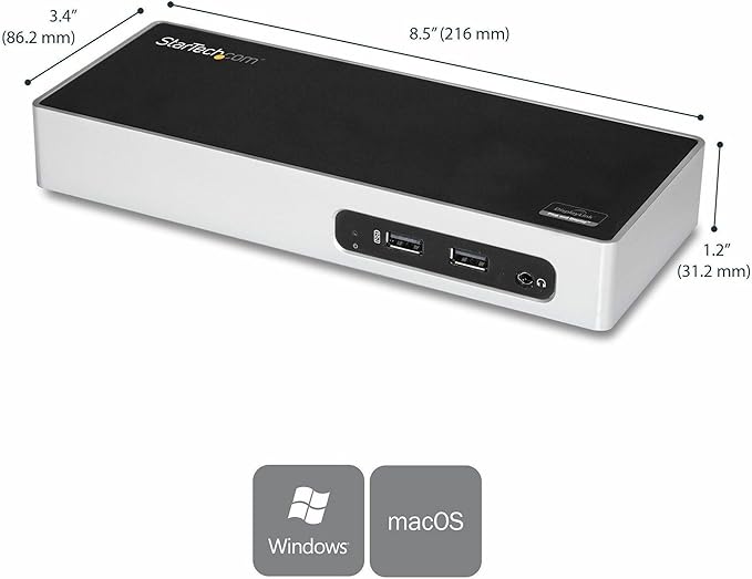 StarTech.com USB 3.0 Docking Station - Dual Monitor Laptop Docking Station with HDMI &amp DVI/VGA Video - 6-port USB 3.1 Gen 1 5Gbps Hub GbE Audio - Universal Type-A Dock - Windows &amp Mac (DK30A