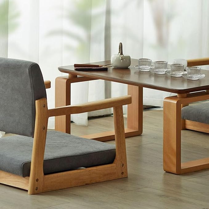 ELEFOCUS Floor Chair with Back Support Timber Floor Gaming Chair Comfy Padded Meditation Floor Seat Reading Tatami Chair(/Gray a)