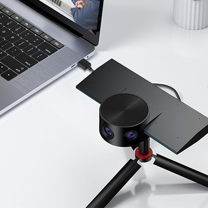 Panoramic 180° Video Camera Immersive Video Conference Experience both Overall and Speakers’ Close-up view 1080P Webcam for Huddle Room and Homebased Office Plug and Play with Micro SD Card Slot
