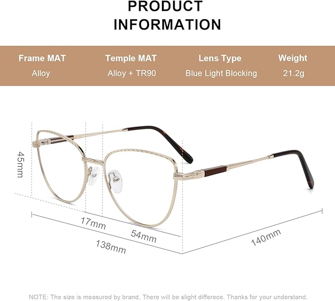 RB. Pilot Retro Cateye Reading Glasses for Women Blue Light Blocking Computer Glasses Spring Hinge Readers