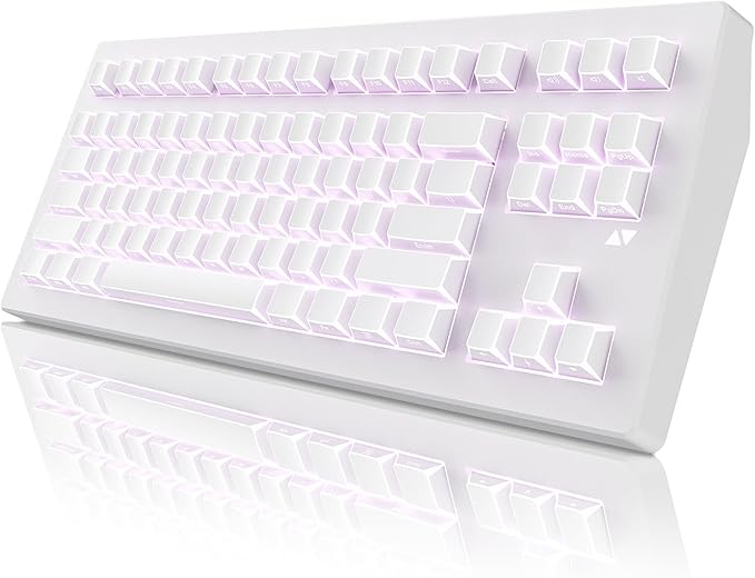 ZORNHER CG870 Wireless Mechanical Keyboard80% White Gaming Keyboard Creamy KeyboardShine Though Double Shot KeycapsCreamy Sounding Linear SwitchesHot-Swappable