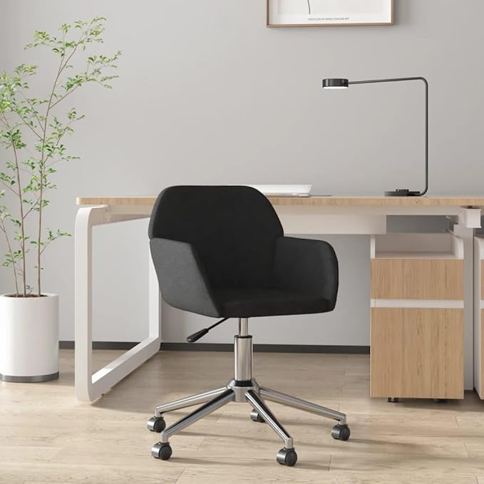 Silla de escritoriocomfortable chairdesk Chair no wheelsSwivel Office Chair Black FabricSuitable for Offices