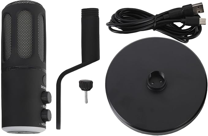 Zunate Dynamic Microphone XLR USB Interface Cardioid Pickup Pattern RGB Microphone for Vocal Voice Over Streaming Studio Metal Mic with Mute Headphone Jack for Gaming