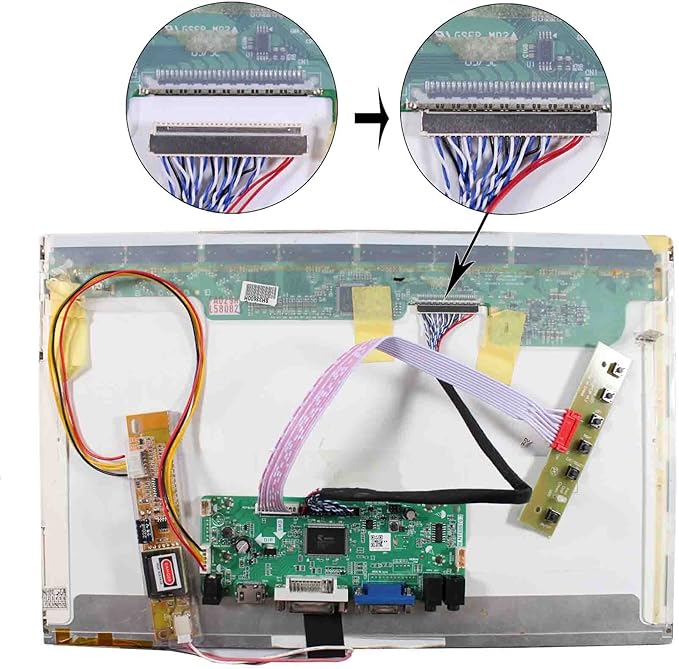 VSDISPLAY VGA DVI Audio LCD Driver Board for 15.4 17 inch LTN154P1 LTN154P2 B154SW01 LTN154MT02 LP154WE2 QD15AL02 LP154W02 LTN170WP LTN170P2 LP171W02 LP171WE31680x1050 1CCFL 30Pin Panel