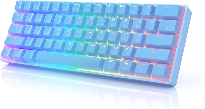 HK GAMING GK61 Mechanical Gaming Keyboard - 61 Keys Multi Color RGB Illuminated LED Backlit Wired Programmable for PC/Mac Gamer (Gateron Optical Black Blue)